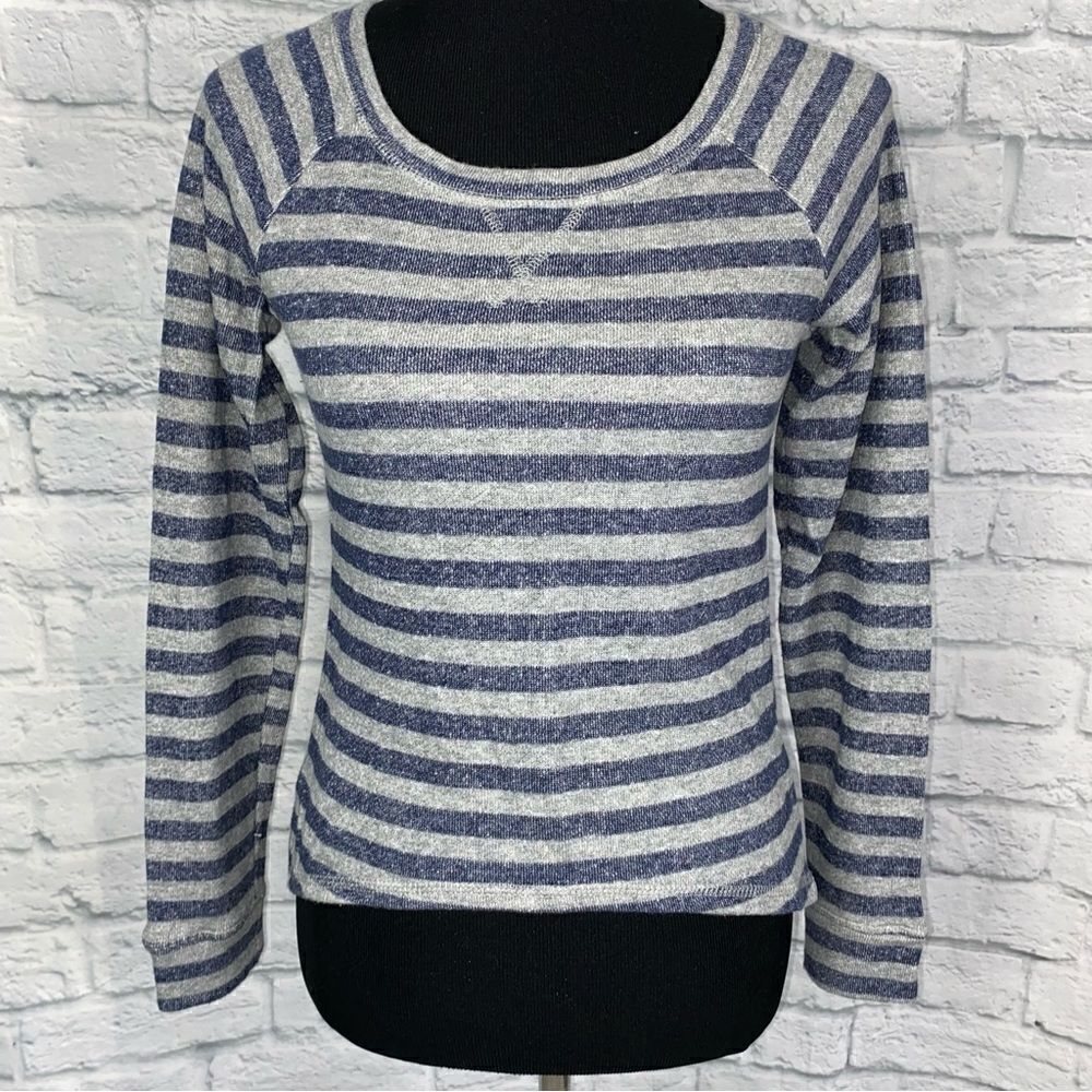 Fire Los Angeles scoopneck Longsleeve stripe hi low top navy/grey sz XS women